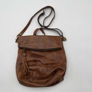 Patricia Nash Luzille Brown Leather Convertible Backpack Crossbody Distressed